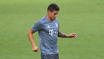 James Rodr&iacute;guez durante un entrenamiento con el Bayern M&uacute;nich