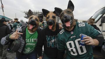 THM01. Philadelphia (United States), 21/01/2018.- Philadelphia Eagles fans wear their underdog heads before the start off the NFC Championship game between the Minnesota Vikings and the Philadelphia Eagles in Philadelphia, Pennsylvania, USA, 21 January 2018. The winner of the game will face either the Jacksonville Jaguars or New England Patriots in Super Bowl XLII in Minneapolis, Minnesota on 04 February 2018. (Disturbios, Filadelfia, Estados Unidos) EFE/EPA/JASON SZENES
