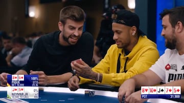 Piqué y Neymar jugando una mano de poker: los vaciles mutuos son tremendos