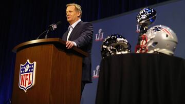 HOUSTON, TX - FEBRUARY 01: NFL Commissioner Roger Goodell speaks with the media during a press conference for Super Bowl 51 at the George R. Brown Convention Center on February 1, 2017 in Houston, Texas.   Tim Bradbury/Getty Images/AFP
 == FOR NEWSPAPERS, INTERNET, TELCOS &amp; TELEVISION USE ONLY ==