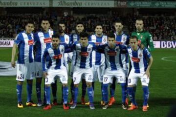 Once del Espanyol. De pie: Oscar Duarte, Enzo Rocco, Álvaro González, Marco Asensio, Javi López, Burgui y Pau. Agachados: Rubén Duarte, Gerard Moreno, Hernán Pérez y Abraham.