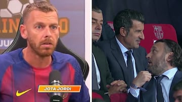Jota Jordi ve a Figo en el palco del Lluís Companys y no se puede contener