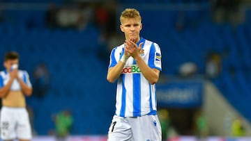 Odegaard, en un partido con la Real Sociedad.