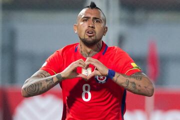 Arturo Vidal (Chile): 16 goles, en 48 partidos, con un promedio de 0,33.