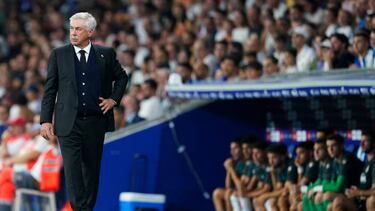 Real Madrid head coach Carlo Ancelotti during the La Liga match between RCD Espanyol and Real Madrid played at RCDE Stadium on August 28, 2022 in Barcelona, Spain. (Photo by Sergio Ruiz / Pressinphoto / Icon Sport)