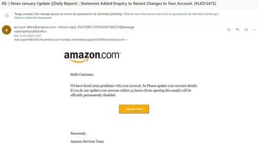 Amazon no ha tenido problemas con tu cuenta, es una estafa