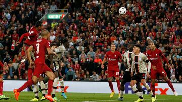 Soccer Football - Champions League - Group A - Liverpool v Ajax Amsterdam - Anfield, Liverpool, Britain - September 13, 2022   Liverpool's Joel Matip scores their second goal REUTERS/Craig Brough