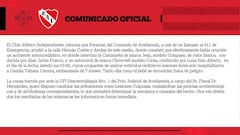 El comunicado de Independiente tras el choque de Alan Franco