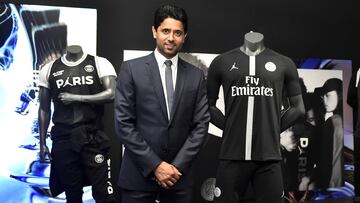 PARIS, FRANCE - SEPTEMBER 13:  Paris Saint-Germain President Nasser Al Khelaifi attends the launch of the new partnership between Paris Saint-Germain and Jordan at Parc des Princes on September 13, 2018 in Paris, France.  (Photo by Aurelien Meunier - PSG/