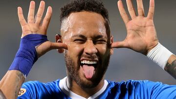 Soccer Football - Saudi Pro League - Al Hilal v Al Riyadh - Prince Faisal bin Fahd Stadium, Riyadh, Saudi Arabia - September 15, 2023 Al Hilal's Neymar celebrates after Malcom scored their fourth goal REUTERS/Ahmed Yosri TPX IMAGES OF THE DAY
