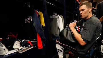 HOUSTON, TX - FEBRUARY 05: Tom Brady #12 of the New England Patriots reacts in the locker room after defeating the Atlanta Falcons during Super Bowl 51 at NRG Stadium on February 5, 2017 in Houston, Texas.   Kevin C. Cox/Getty Images/AFP
 == FOR NEWSPAPERS, INTERNET, TELCOS &amp; TELEVISION USE ONLY ==