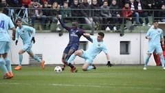 Barcelona knock PSG out of Uefa Youth League as Mbappé looks on