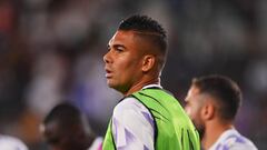 HELSINKI, FINLAND - AUGUST 10: Casemiro of Real Madrid looks on prior to the Real Madrid CF v Eintracht Frankfurt - UEFA Super Cup Final 2022 at Helsinki Olympic Stadium on August 10, 2022 in Helsinki, Finland. (Photo by Tullio Puglia - UEFA/UEFA via Getty Images)