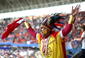 Hincha peruano en el partido contra Dinamarca.