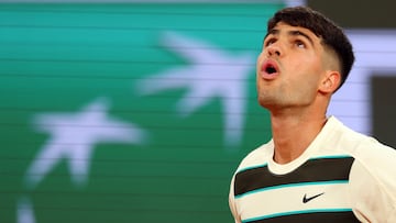 Carlos Alcaraz, contra Fabian Marozsan en Roland Garros.