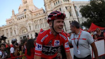 El ciclista británico Chris Froome al terminar la Vuelta de España en Madrid