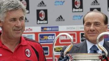 <b>TIEMPOS MEJORES.</b> La relación entre Berlusconi y Ancelotti pasa posiblemente por su peor momento desde que el técnico se hiciera cargo del equipo, con el que conquistó dos Champions League como técnico (ante el Juventus y el Liverpool).