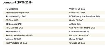 Complete LaLiga fixture list 2019/2020