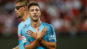 Vietto celebra su gol con el Atlético.