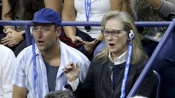 La actriz Meryl Streep durante la final del US Open 2018 entre Novak Djokovic y Juan Martín del Potro.