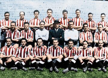 El Atl谷tico, entrenado por un hist車rico del f迆tbol espa?ol como Ricardo Zamora, gan車 su primer t赤tulo liguero en la temporada 1939-40. En la jornada 22 del campeonato, y en el feudo de Vallecas, el equipo (entonces Athletic Aviaci車n) gan車 al Valencia por 2-0. Ese 28 de abril de 1940 el equipo jug車 con Tabales; Mesa, Aparicio; Gabilondo, Germ芍n, Mach赤n; Enrique, Urquiri, El赤cegui, Campos y V芍zquez. Campos, en el minuto 7, y El赤cegui, en el 75, marcaron los dos goles del Atl谷tico. Al a?o siguiente, temporada 1940-41, el equipo volvi車 a ganar el t赤tulo liguero.