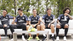 Keylor, Morata, Lucas V&aacute;zquez, James y Marcelo en la presentaci&oacute;n de nueva tercera equipaci&oacute;n del Real Madrid para la temporada 16/17.