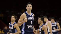 Basketball - FIBA World Cup - First Round - Group B - Russia v Argentina - Wuhan Sports Centre, Wuhan, China - September 4, 2019 Argentina&#039;s Luis Scola celebrates during the match REUTERS/Jason Lee