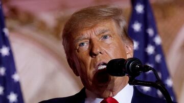 FILE PHOTO: Former U.S. President Donald Trump speaks during an event at his Mar-a-Lago estate in Palm Beach, Florida, U.S. November 15, 2022. REUTERS/Jonathan Ernst/File Photo