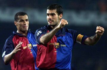 Rivaldo and Guardiola during their playing days at Barcelona.