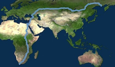 La distancia ms larga que puedes caminar en la tierra entre dos continentes a 22.531 kilmetros de distancia