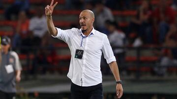 AMDEP1944. MEDELLÍN (COLOMBIA), 01/03/2023.- El entrenador de Medellín David González dirige hoy, en un partido de la Copa Libertadores entre Deportivo Independiente Medellín (DIM) y El Nacional en el estadio Atanasio Girardot en Medellín (Colombia). EFE/Luis Eduardo Noriega A.
