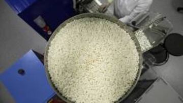 Producción de Meldonium bajo la marca "Mildronate" en una planta de la compañía farmacéutica Grindex en Riga (Letonia).