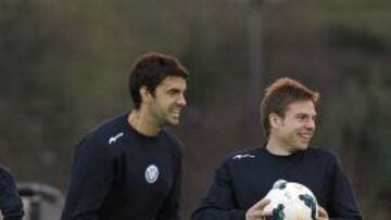 Xabi Prieto, durante el entrenamiento con Euskadi previo al partido ante Per&uacute;. 