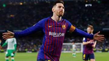 Messi celebra su &uacute;tlimo gol ante el Betis