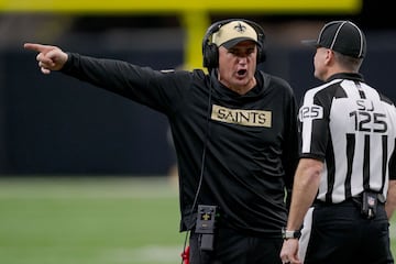 New Orleans Saints interim head coach Darren Rizzi reacts