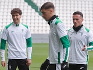 Diego Percan, en el entrenamiento del Córdoba