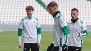 Diego Percan, en el entrenamiento del Córdoba