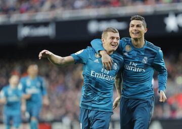 Kroos celebra el 1-4 con Cristiano Ronaldo. 