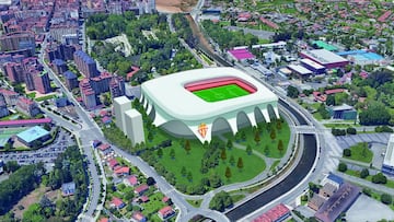 20-09-23. IMAGEN DEL QUE SERÍA EL NUEVO ESTADIO EL MOLINÓN SEGÚN EL PROYECTO QUE ORLEGI SPORTS LE PLANTEA AL AYUNTAMIENTO DE GIJÓN.