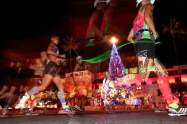 Participantes de la maratón 2016 de Honolulu, Hawái. 