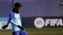 Thomas Lemar, en un entrenamiento del Atlético.