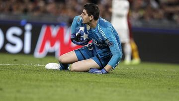 El guardameta belga del Real Madrid, Thibaut Courtois, durante un partido ante el Roma.