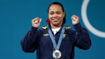 Mari Leivis Sánchez, ganadora de la medalla de plata en la halterofilia 71 kg femenino en Juegos Olímpicos París 2024.