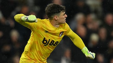 Kepa Arrizabalaga, jugador del Bournemouth, celebra la victoria ante el Fulham.