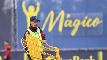 Mauricio Pellegrino durante un entrenamiento con el Cádiz.