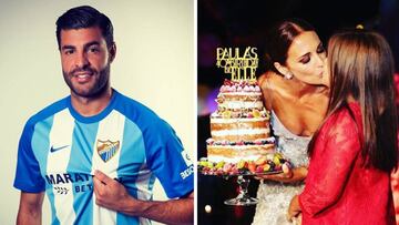 Imágenes de Miguel Torres luciendo la camiseta y el escudo del Málaga CF y de Paula Echevarría besando a su hija Manuela el día de su 40º cumpleaños