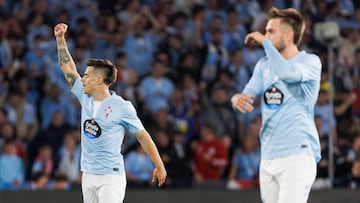 Alfon González, jugador del Celta, celebra el tanto que anotó contra el Barcelona.