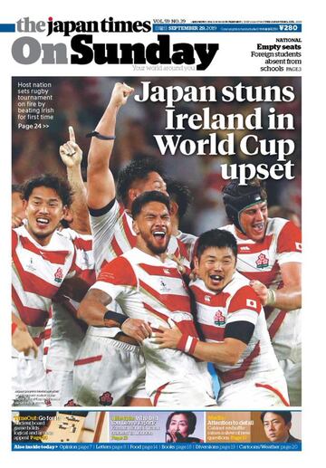 Japón venció a Irlanda en la Copa del Mundo de Rugby por primera vez. Una victoria que le permitió alcanzar la fase final del torneo por primera vez en su historia.