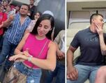 Hombre besa a Karely Ruiz frente a su novia para ganarse un auto