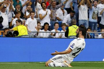 Isco celebrates opening the scoring for Real Madrid with a lovely free-kick.